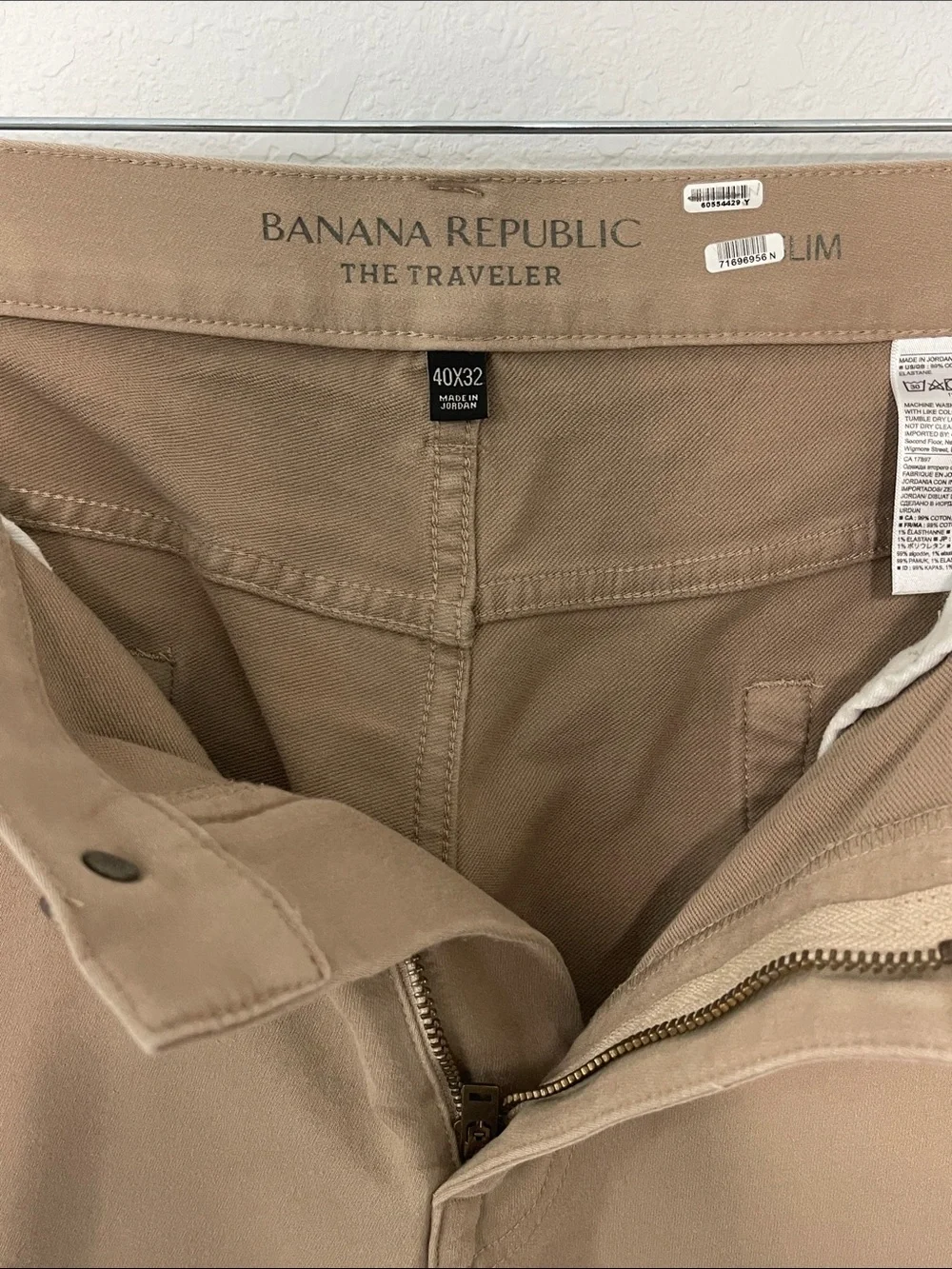 Banana Republic Traveler Pants Mens 40x32 Tan Khaki Stretch Straight